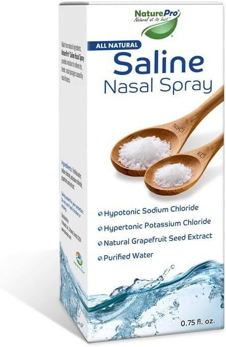NaturePro All Natural Saline Nasal Spray, 0.75 fl. oz., Kosher, Dual Salt Moisturizing Formula