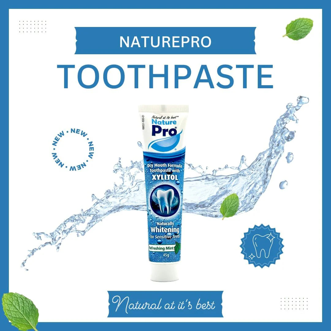NaturePro Dry Mouth Toothpaste, Xylitol Whitening Formula, Sensitive Teeth, Refreshing Mint, 3 Pack (45g Each)