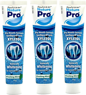 NaturePro Dry Mouth Toothpaste, Xylitol Whitening Formula, Sensitive Teeth, Refreshing Mint, 3 Pack (45g Each)