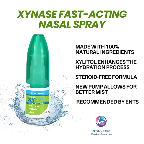Xynase® Natural Saline Nasal Spray with Xylitol (0.75 fl oz) - Gentle Relief for Congestion, Allergies, and Sinus Pressure, Safe for All Ages