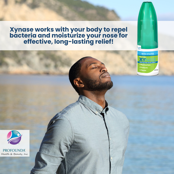 Xynase® Natural Saline Nasal Spray with Xylitol (0.75 fl oz) - Gentle Relief for Congestion, Allergies, and Sinus Pressure, Safe for All Ages