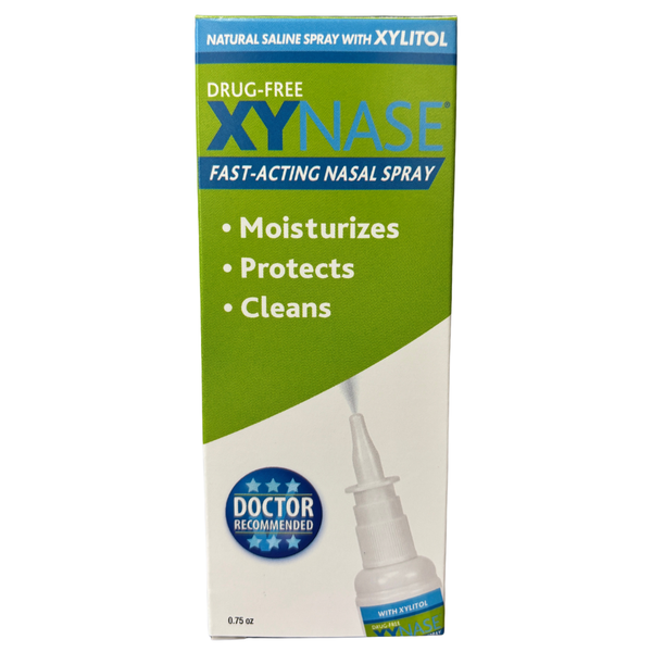 Xynase® Natural Saline Nasal Spray with Xylitol (0.75 fl oz) - Gentle Relief for Congestion, Allergies, and Sinus Pressure, Safe for All Ages