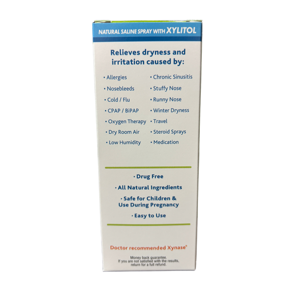 Xynase® Natural Saline Nasal Spray with Xylitol (0.75 fl oz) - Gentle Relief for Congestion, Allergies, and Sinus Pressure, Safe for All Ages