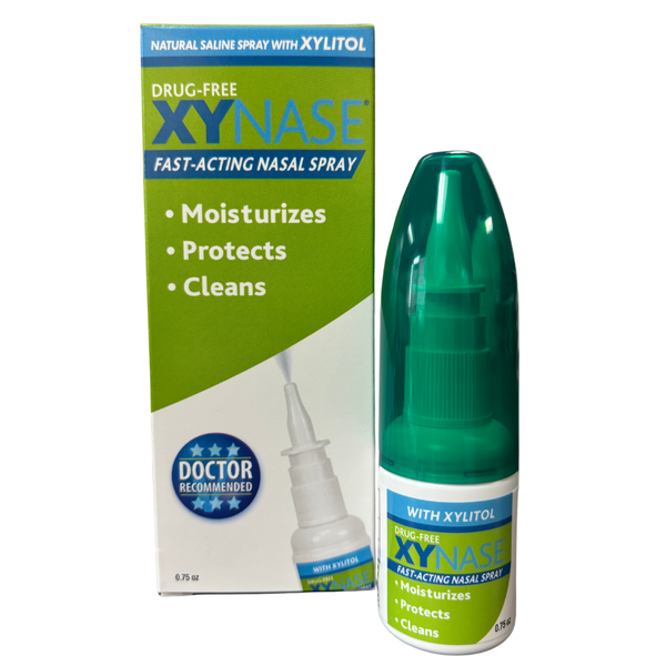 Xynase® Natural Saline Nasal Spray with Xylitol (0.75 fl oz) - Gentle Relief for Congestion, Allergies, and Sinus Pressure, Safe for All Ages